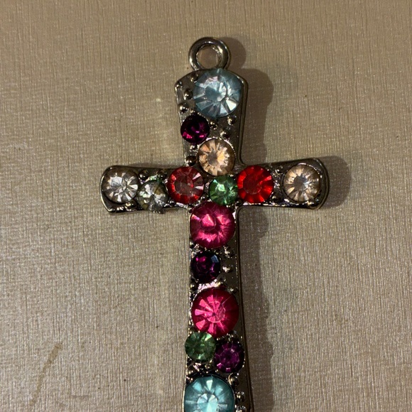 Multicolor Gemstone Cross Pendant - Picture 1 of 1